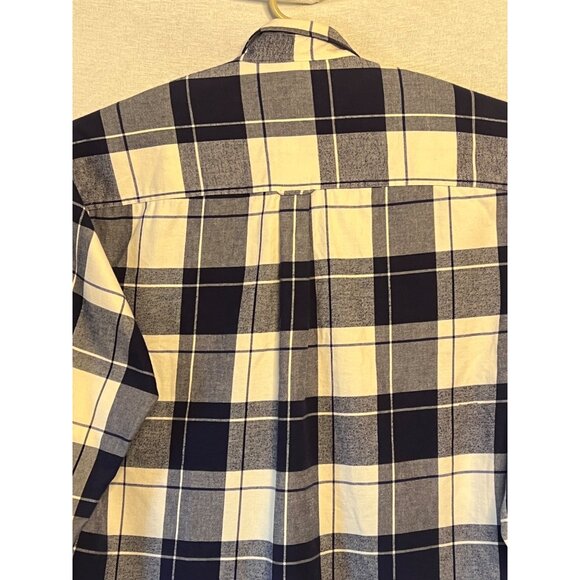 Vintage Field Gear Plaid Button-Up Shirt Navy & Cream Long Sleeve 100% Cotton XL - Picture 7 of 16